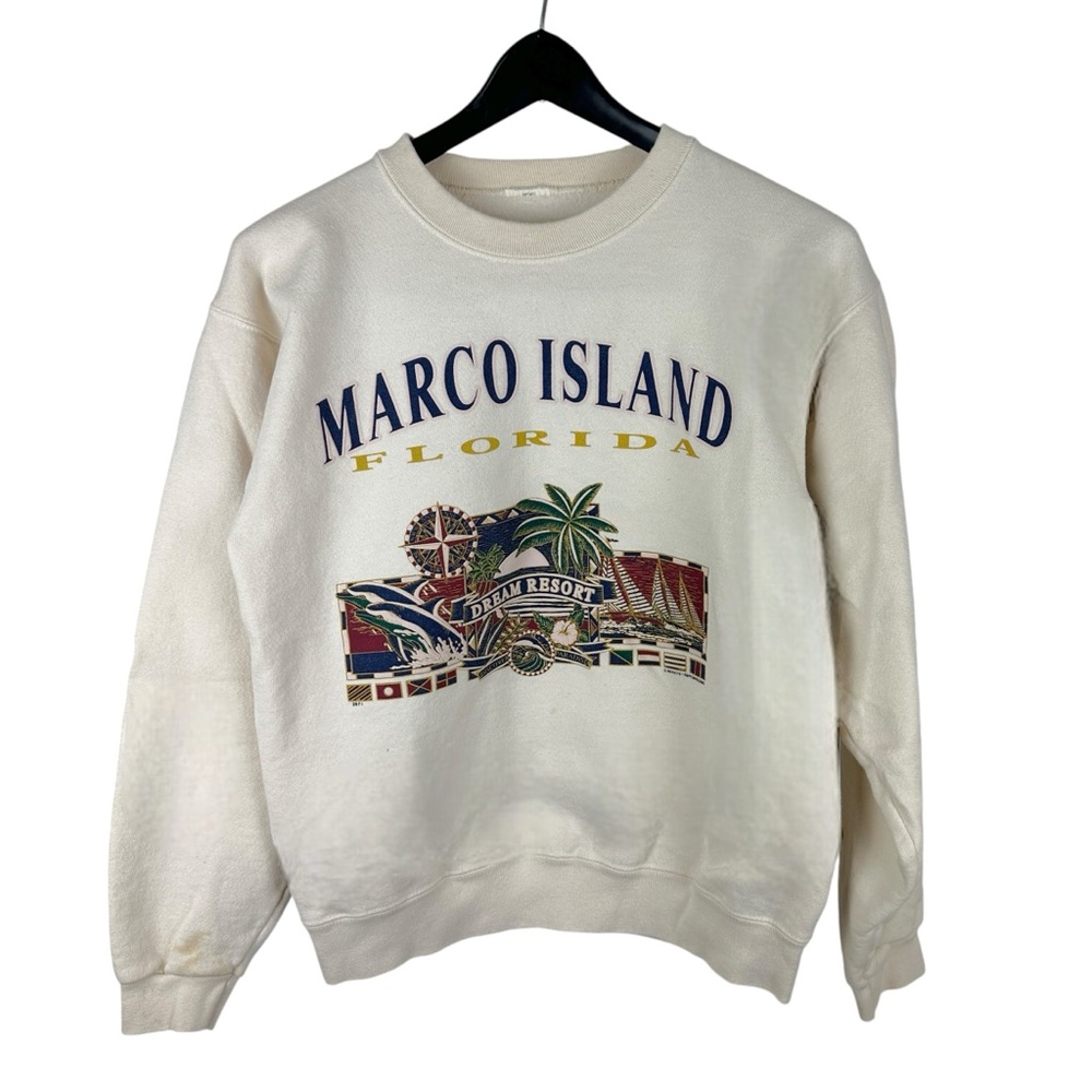 Vintage 90s Marco Island Florida Tourist Graphic Sweatshirt Size S